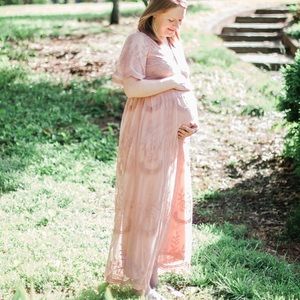 Pinkblush Light Pink Lace Maxi Dress
